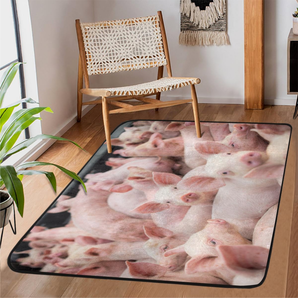 Tapis antidérapant salon chambre lavable grand format cochon