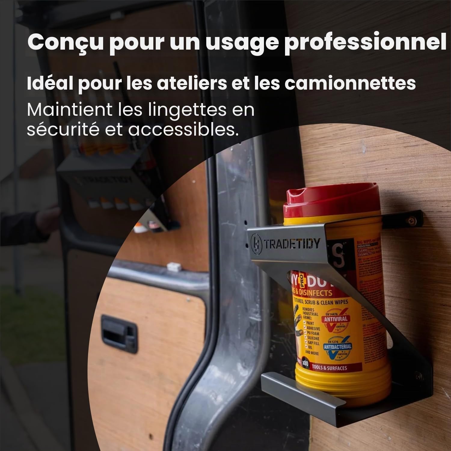 Tradetidy Big Wipes Support en acier pour van Noir