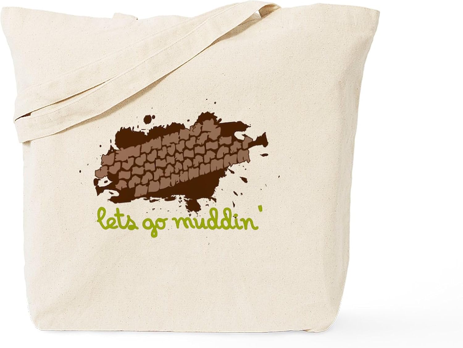 CafePress Lets Go Muddin' Tote Bag Reusable Natural Beige Canvas Shopping Bag
