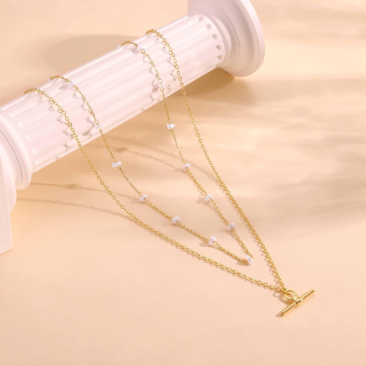 Lariat 14K gold Plated Necklace, Dainty 14K gold Plated Cross Long Chain Necklaces for Women Trendy Non Tarnish 14K gold Plated Cubic Zirconia Y Shaped Necklaces Waterproof for Women - Image 6