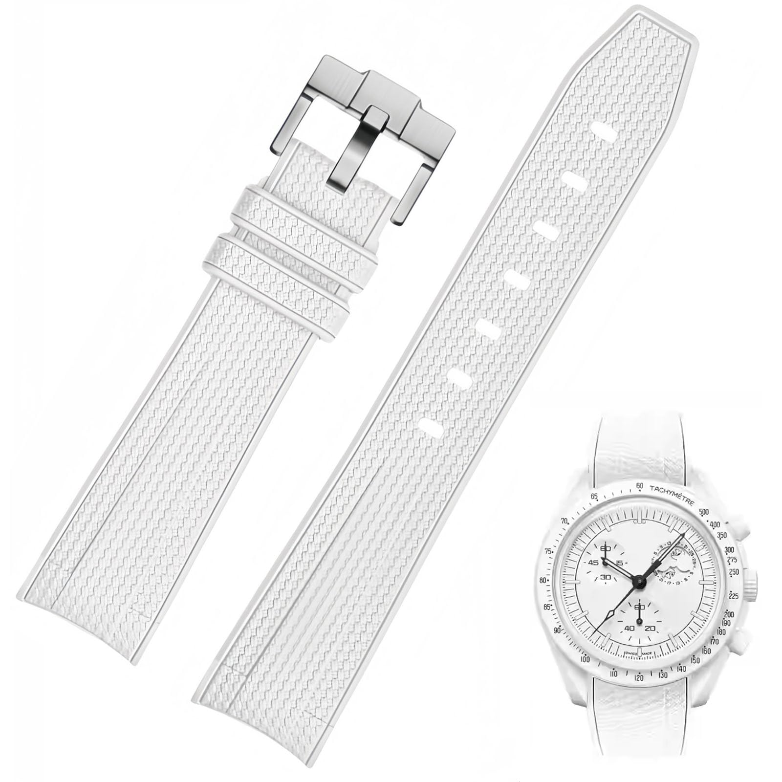 Correa de reloj para reloj Moonswatch, 20 mm, extremo curvado, estilo de tejido, caucho de silicona premium, correa de repuesto de goma de silicona, compatible con Omega XSwatch Moonswatch — view 23