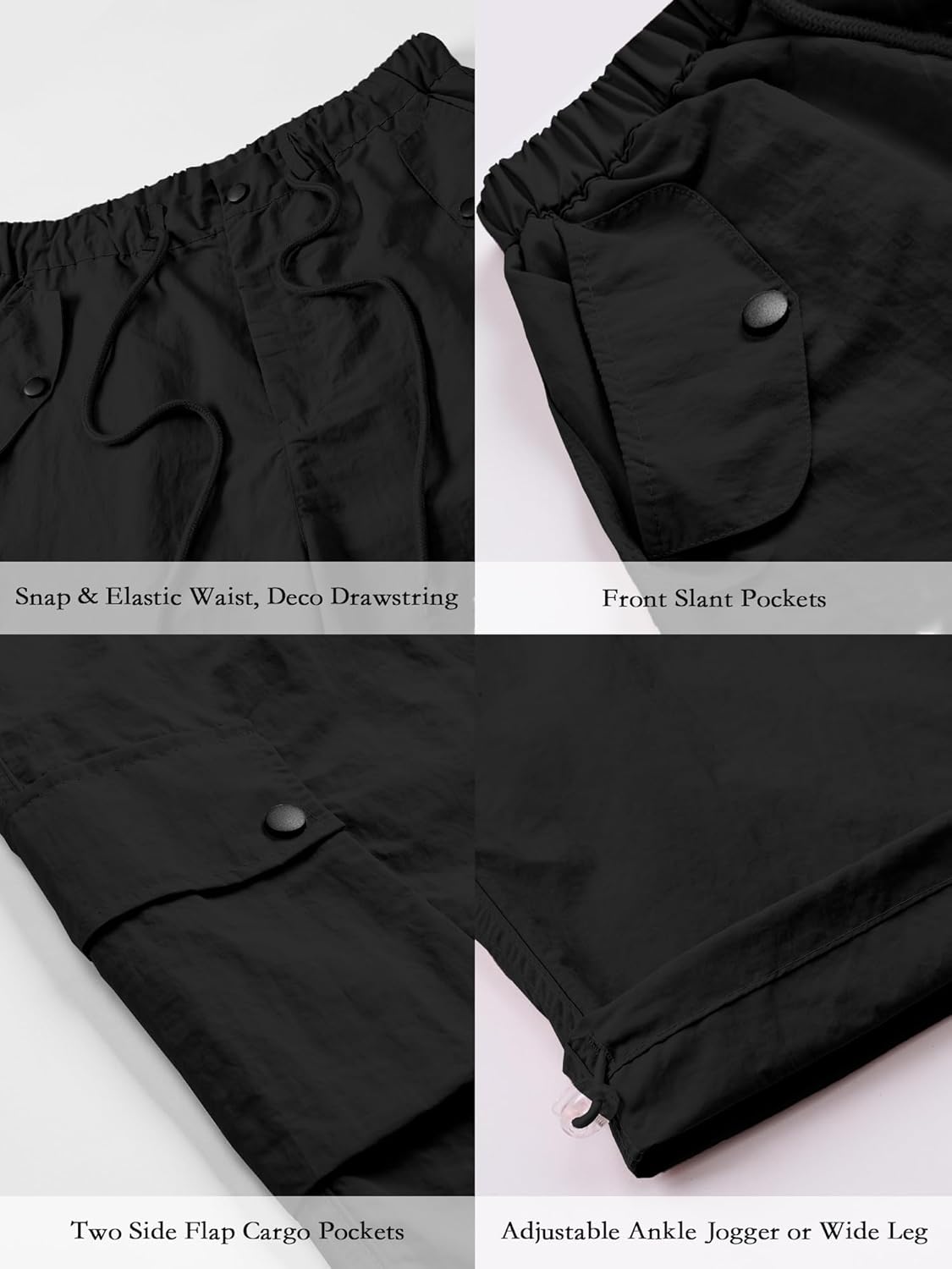 SANGTREE Parachute Cargo Pants Girls & Women's Y2K Baggy Waterproof Pants 90s Dance Outfit, 6 Years-2XL - Image 6