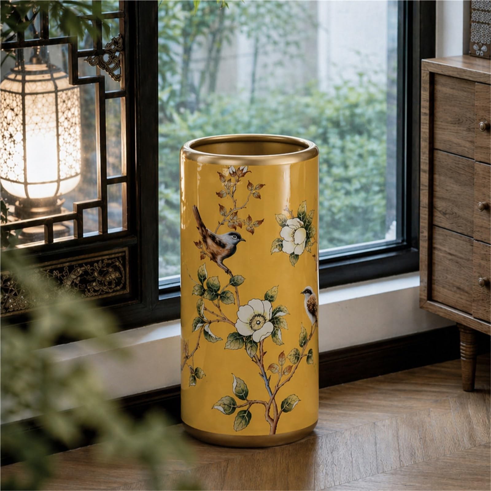 YAIUNHIQ Ceramic Umbrella Stand, Freestanding Umbrella Holder Bucket, Multifunctional Floor Vase Storage Organizer for Home Office Entryway Hallway Decor