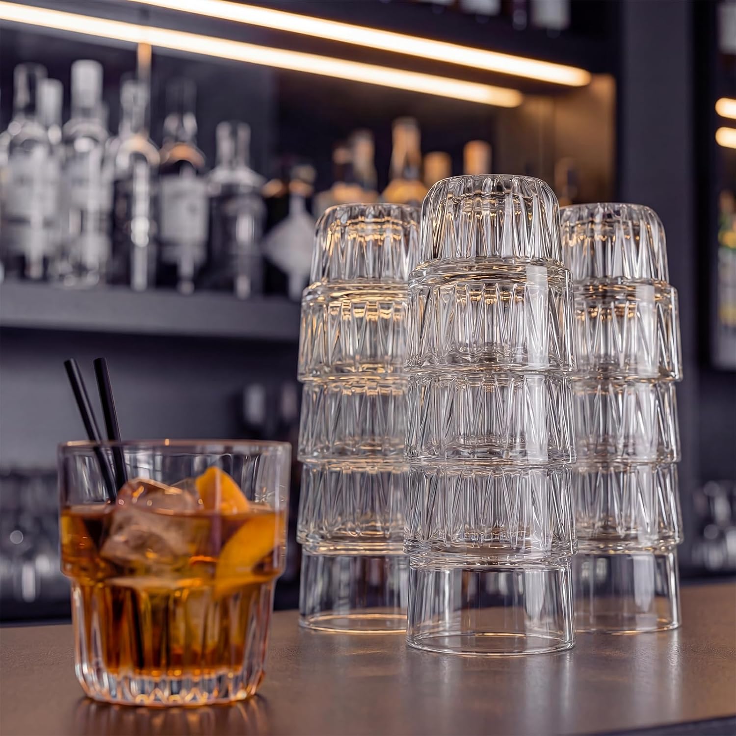 12-Pack 9oz Old Fashioned Glass, Bulk Heavy Base Rock Glasses, Stackable Whiskey Tumbler for Bar Espresso Tasting, Drinking Glasses for Bourbon,Juice,Water,Cortado - Image 6