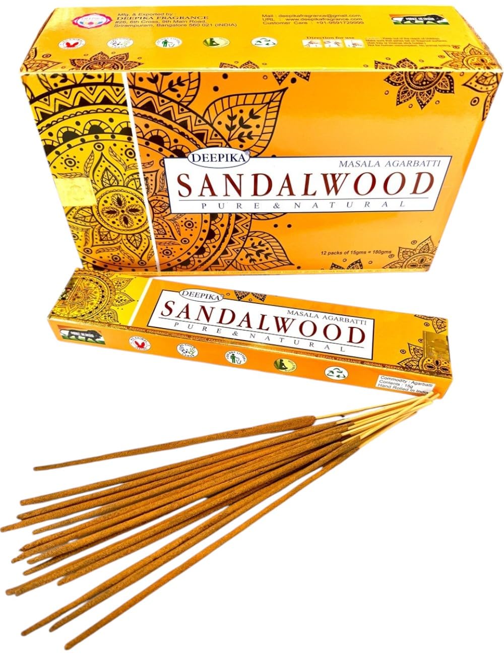 Deepika Fragrance Deepika Sandalwood Incense Sticks 15Gms - 12 Packs