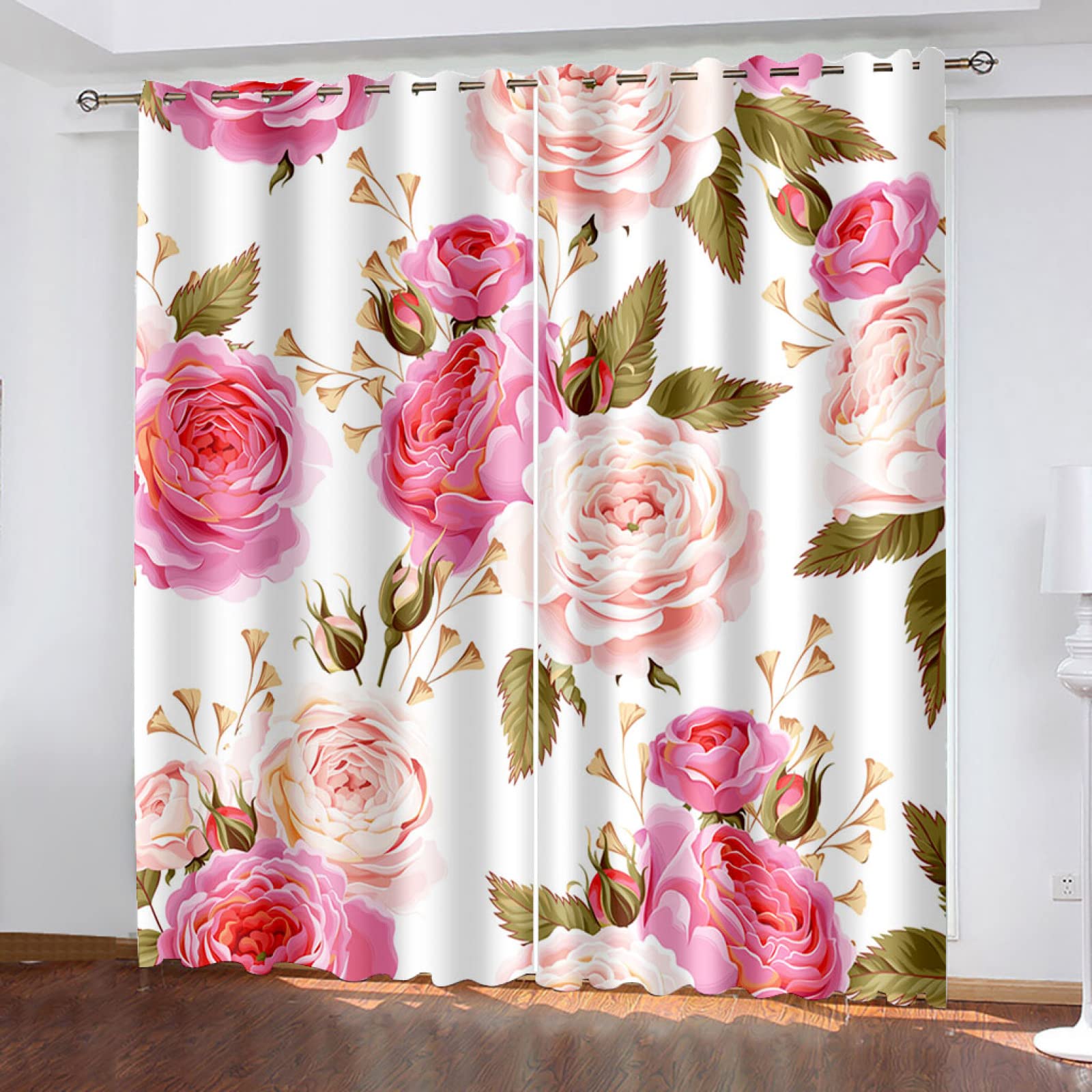 Vorhang Blickdicht Verdunklungsvorhänge Gardienen 2-SetBlume 150x166cm