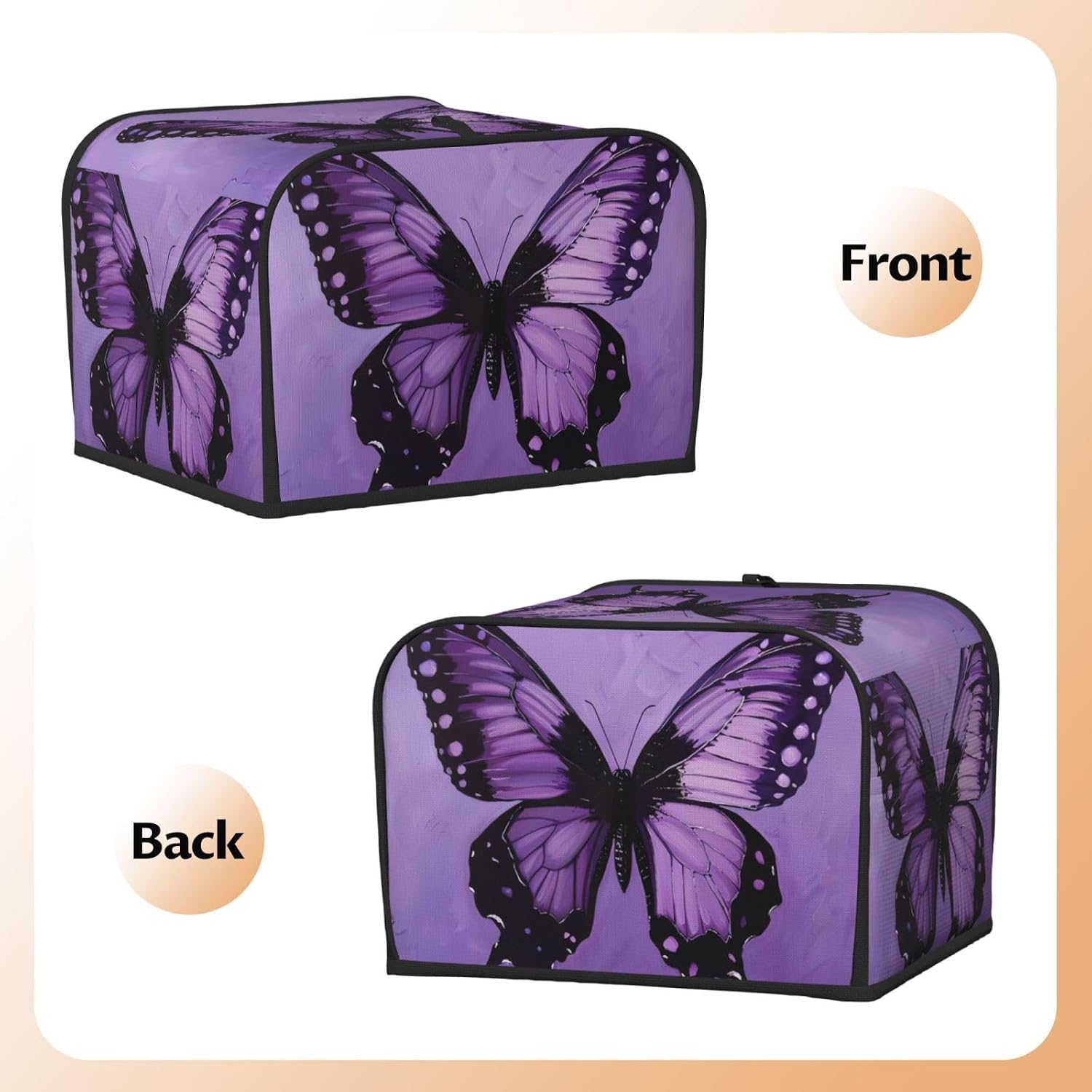 Butterfly Purple Print 4-Slice Toaster Cover Kitchen Appliance For Bread Home Protector Daily Usability image 2