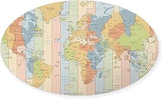 CafePress World Time Zone Map Sticker Oval Car Bumper Sticker