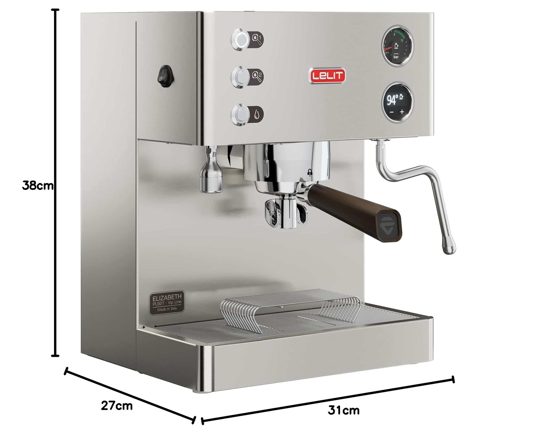 Lelit, PL92T, Elizabeth, macchina da caffè prosumer dual boiler con LCC per gestire tutti i parametri, acciaio inossidabile