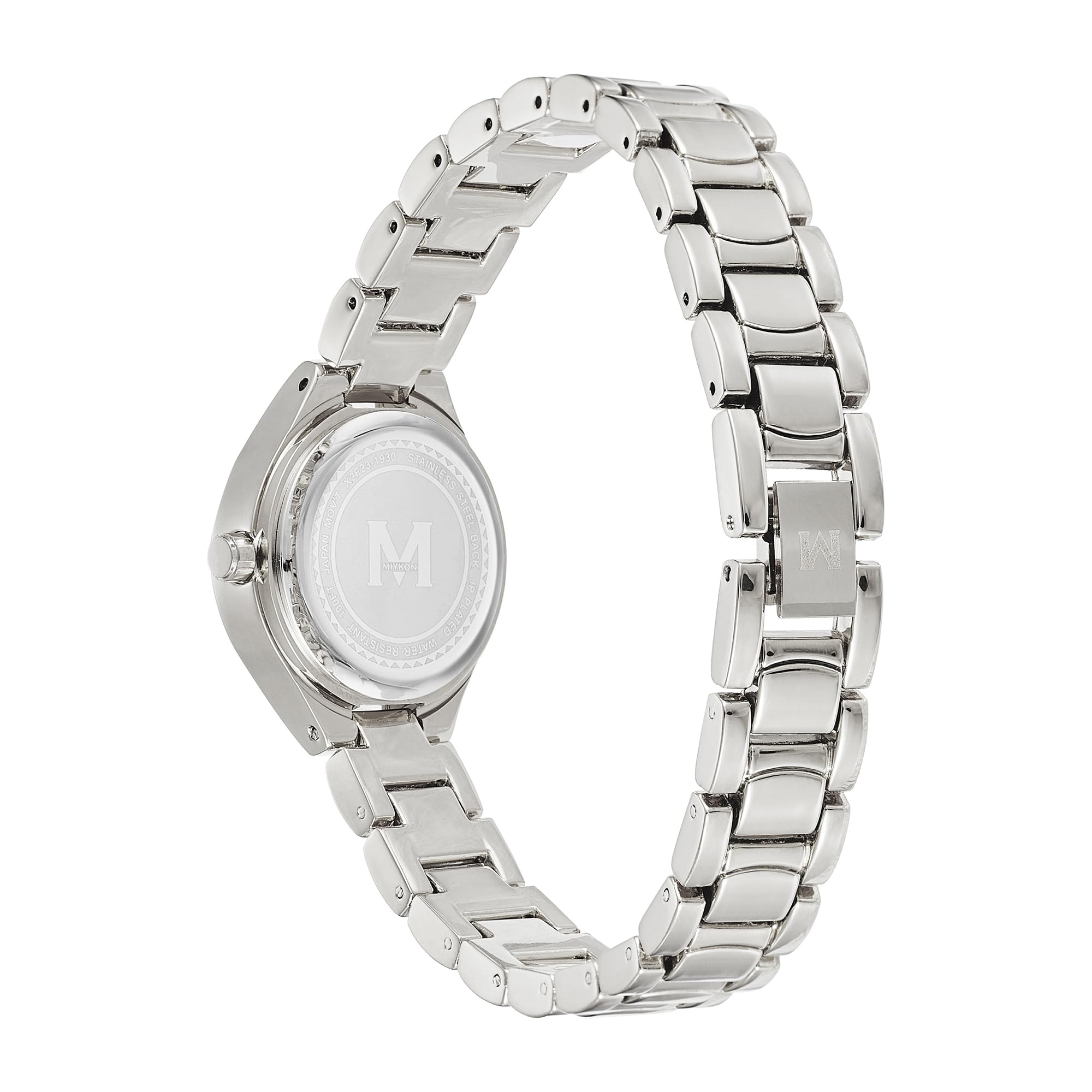 Miykon Silber- und Gold-Uhren für Damen, kleine zierliche Damenuhr mit echten Kristallen, ionenpoliertes Damen-Schmuckarmband, kratzfestes Glas, japanisches Quarz, 30,5 m wasserdicht, Silbernes