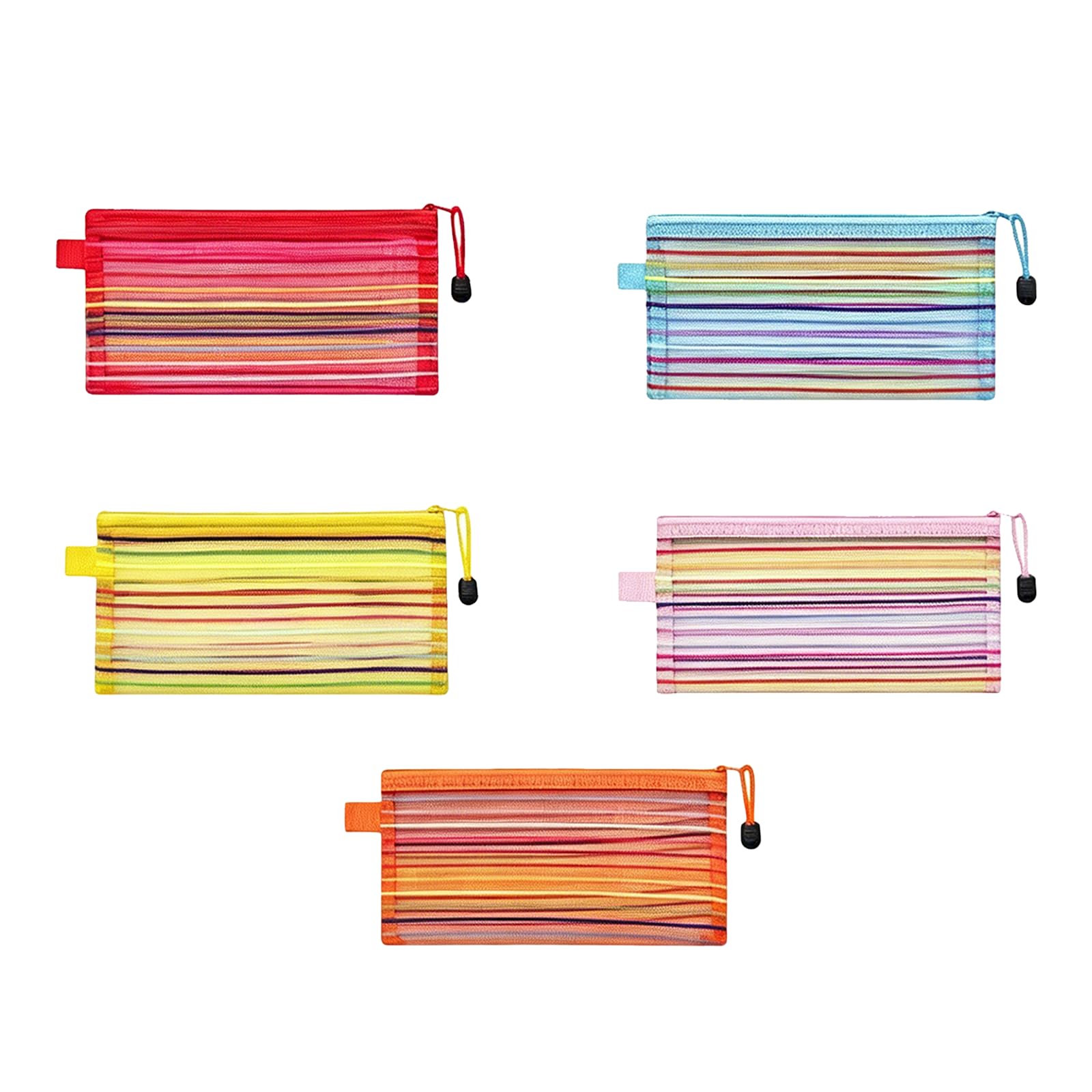 Daxiangsheng Clear Pencil Case Zipper File Bags for Boys Girls School, 5Pcs