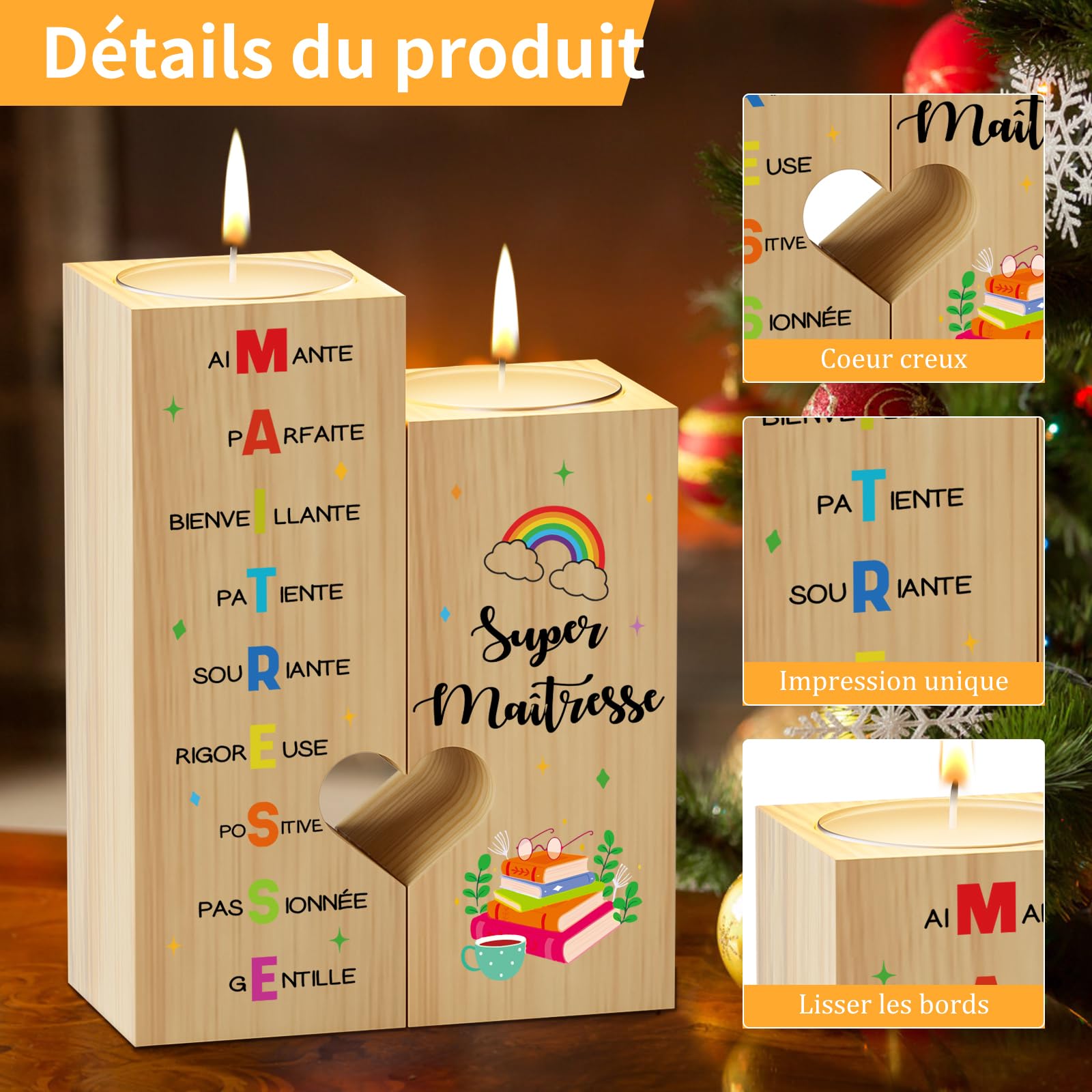 Cadeau Maitresse d'école Fin d'année, Candélabre Merci Meilleur Cadeaux Les Femmes Professeur Anniversaire Graduation Noel Idee