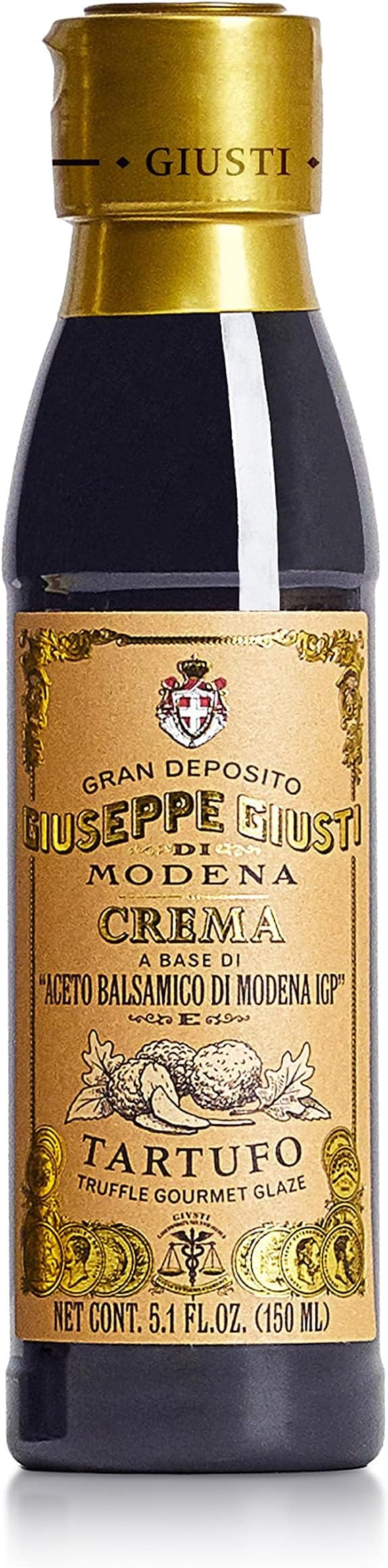 Giusti Truffle Glaze Based on Thick Balsamic Vinegar of Modena - Italian Gourmet Balsamic Reduction With Black Truffle, Flavorful Drizzle for Meat, Cheese & Salads - 5.07 fl oz (150 ml) - Pack of 1