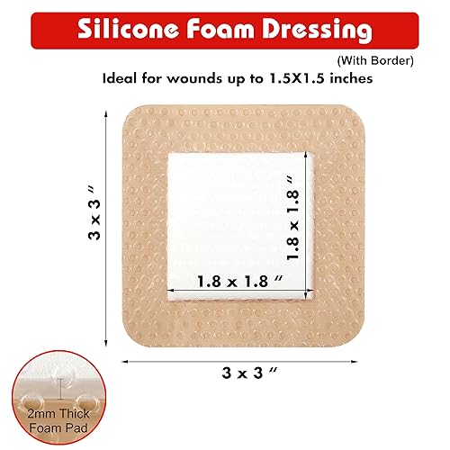 Miniatura 2 de Apósito de espuma de silicona con borde adhesivo, vendaje para heridas, almohadilla de espuma de silicona, paquete de 5, vendajes impermeables