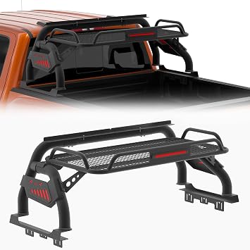 Sport Roll Bars with Cargo Basket, Universal Truck Bed Roll Bars for Full-Size Truck,Fit for Ford F-150/F-250/F-350,Ford Ranger,GMC Sierra,Tundra,Dodge Ram,Chevy Silverado,Frontier and Titan,Ridgeline