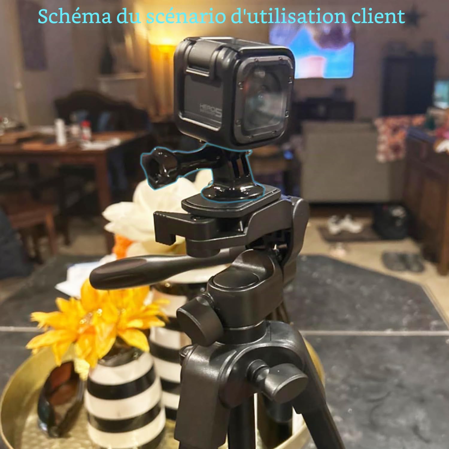 Adaptateur de trépied Suptig pour Gopro Hero 5 Hero 5 Session Hero 4 Hero 3+ Hero 3 Hero 2 Hero 1 et caméras de Sjcam et Xiaoyi