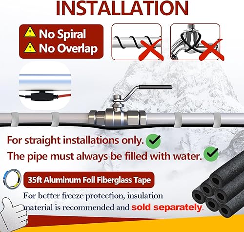 Miniatura 21 de Cable de calefacción de tubería TDSF, 120 V, 6 pies, autoregulable 3 W/FT