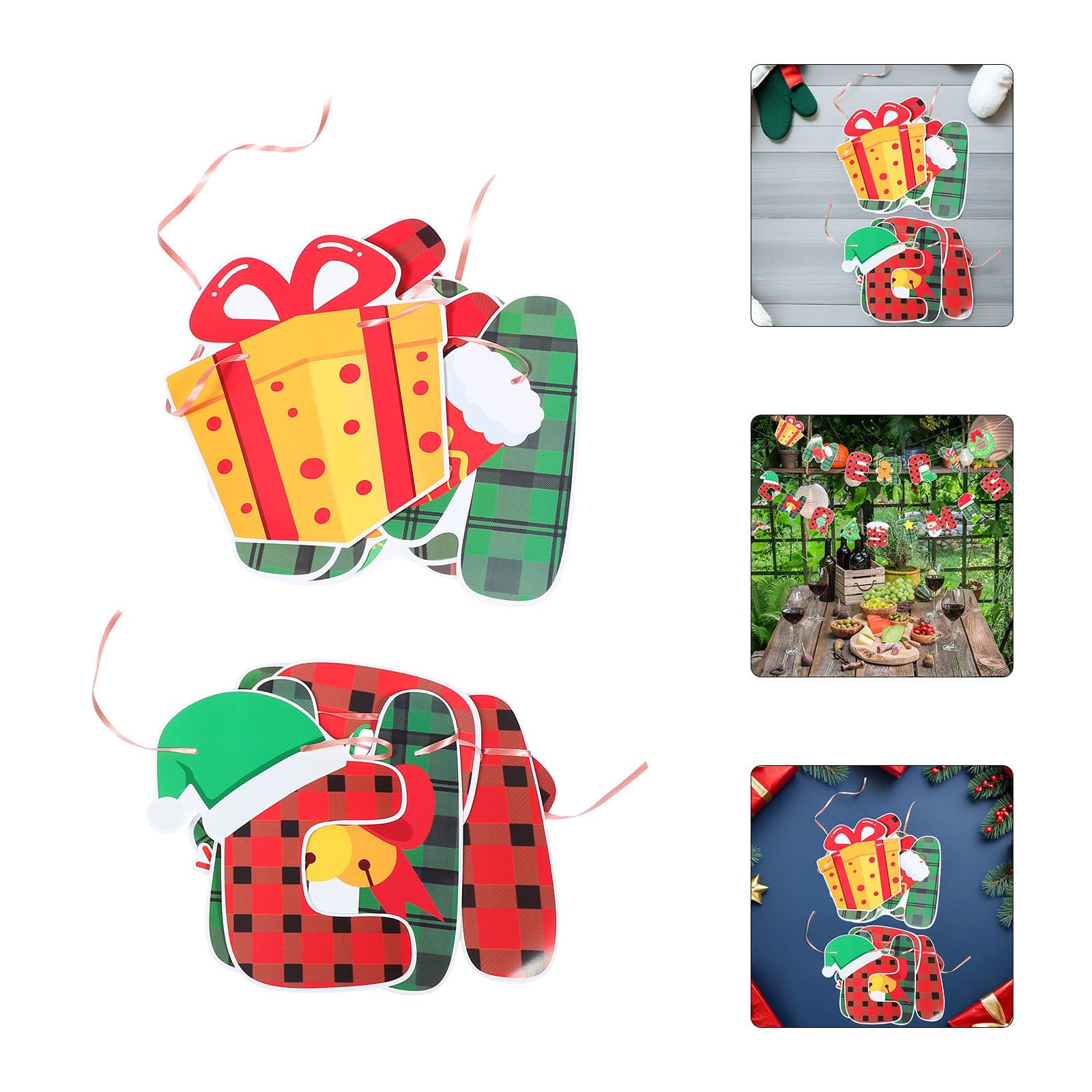 TOYANDONA 9 Piezas Banderines Navideños de Papel Compactos Reutilizables