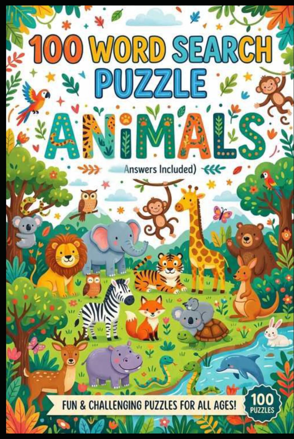 100 Puzzle Animals words Search Book with answers