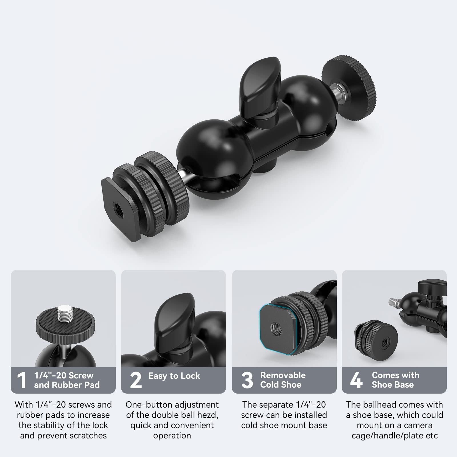 Mini Ball Head Camera Hot Shoe Mount Adapter 360 Graden Mini Ball Head 1/4inch Statief Schroefkop voor DSLR Camera Statief Mini Ball Head