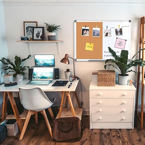 Vista 49 de S SWANCROWN Tablero de fieltro blanco combinado/tablero de cartas/pizarra blanca de borrado en seco para oficina, aula y hogar, negro, 24 x 18