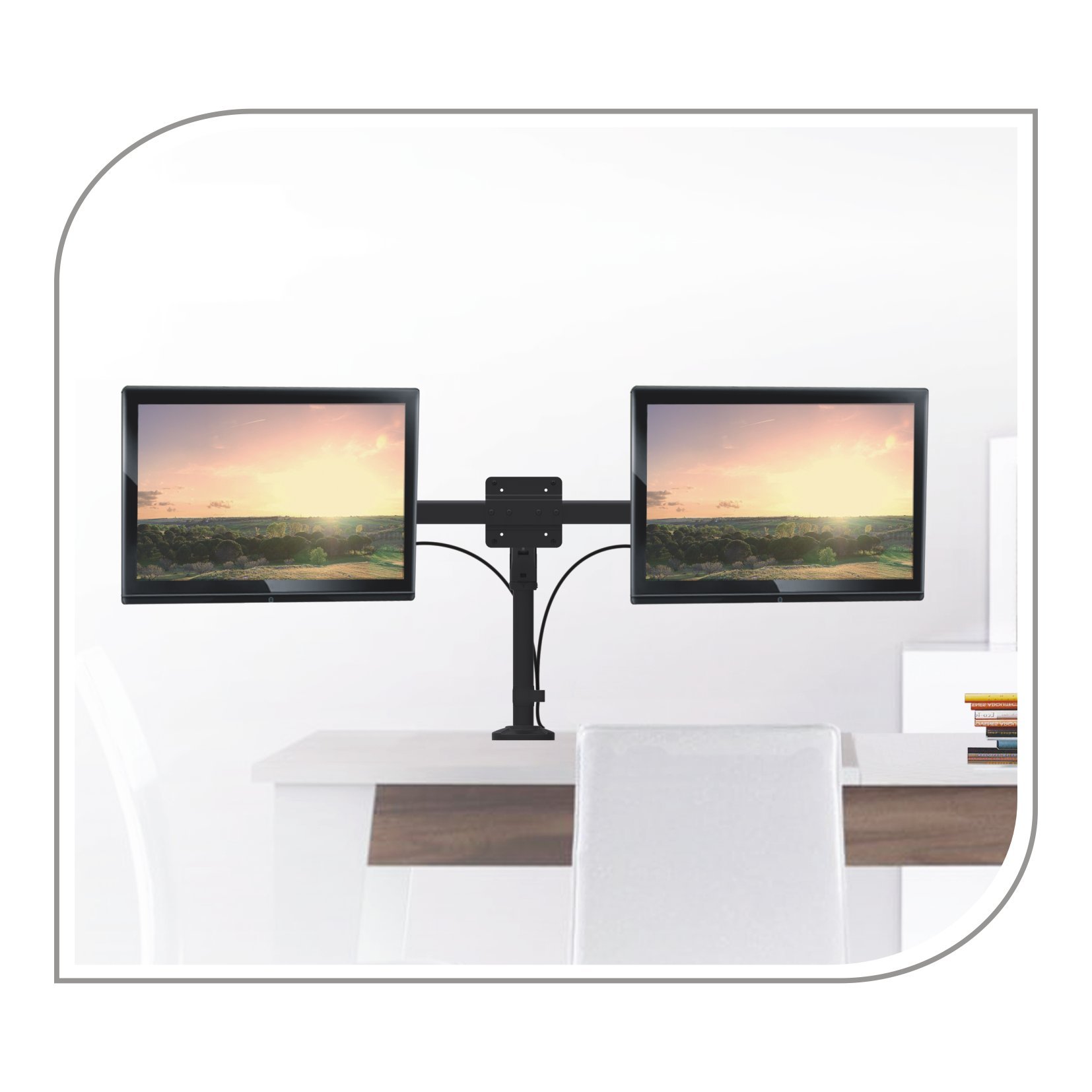 PureMounts PM-OFFICE-AD Adaptateur double écran pour 2 écrans 33-69 cm (13-27 pouces), inclinable: -45 ° à 45 °, orientable: -15 ° à 15 °, pivotant: -180 ° à 180 °, max. 10 kg, VESA 100x100, noir