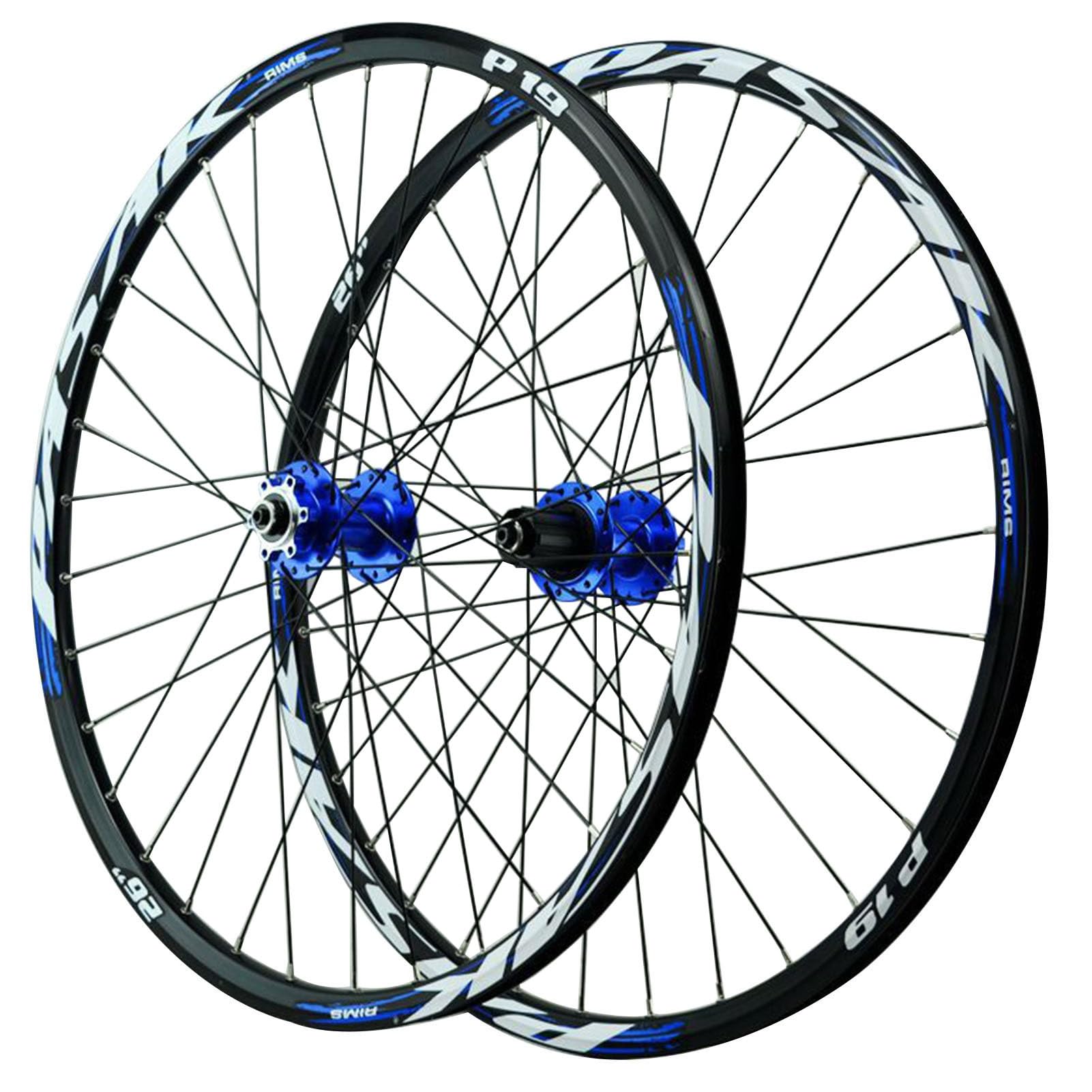 Ruedas para bicicleta de montaña con freno de disco, llantas de aleación de doble pared de 26/27,5/29 pulgadas, buje de 32 orificios, compatibles con 7-12 velocidades y neumáticos de 25-35 pulgadas,