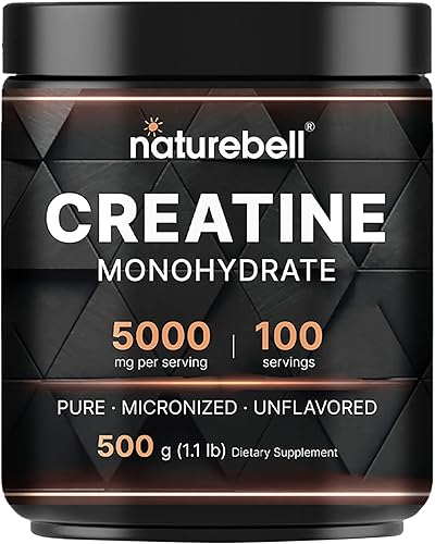 Miniatura 10 de NatureBell Monohidrato de creatina en polvo de 0.04 oz, 5,000 mg por porción Micronizado, puro y sin sabor Apoyo muscular antes