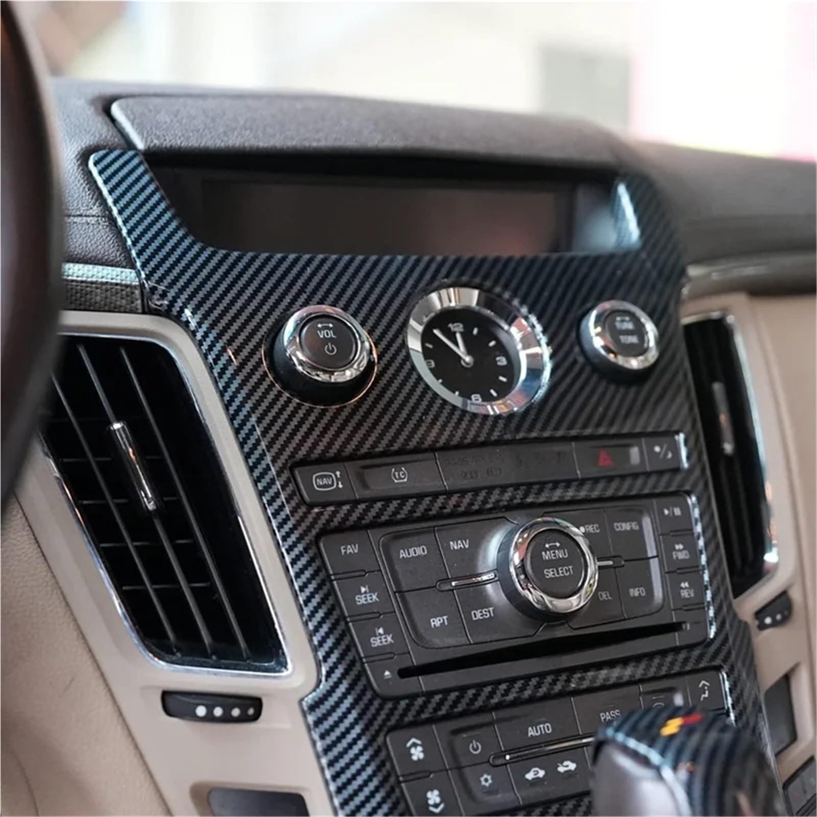 Folia na panel‌ Okleina skrzynia biegów‌ Pasuje do Cadillac CTS 2008-2013 Akcesoria Panel sterowania centralnego samochodu Panel przycisków Osłona - ABS Włókno węglowe