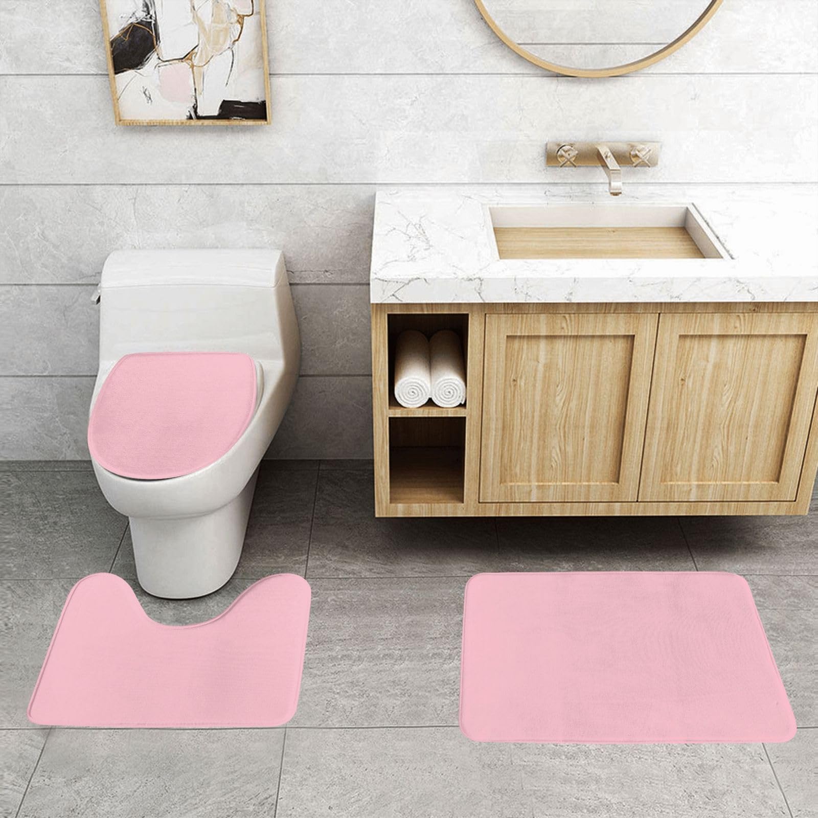 Alfombras de baño en forma de U color rosa para una ducha cómoda y cálida