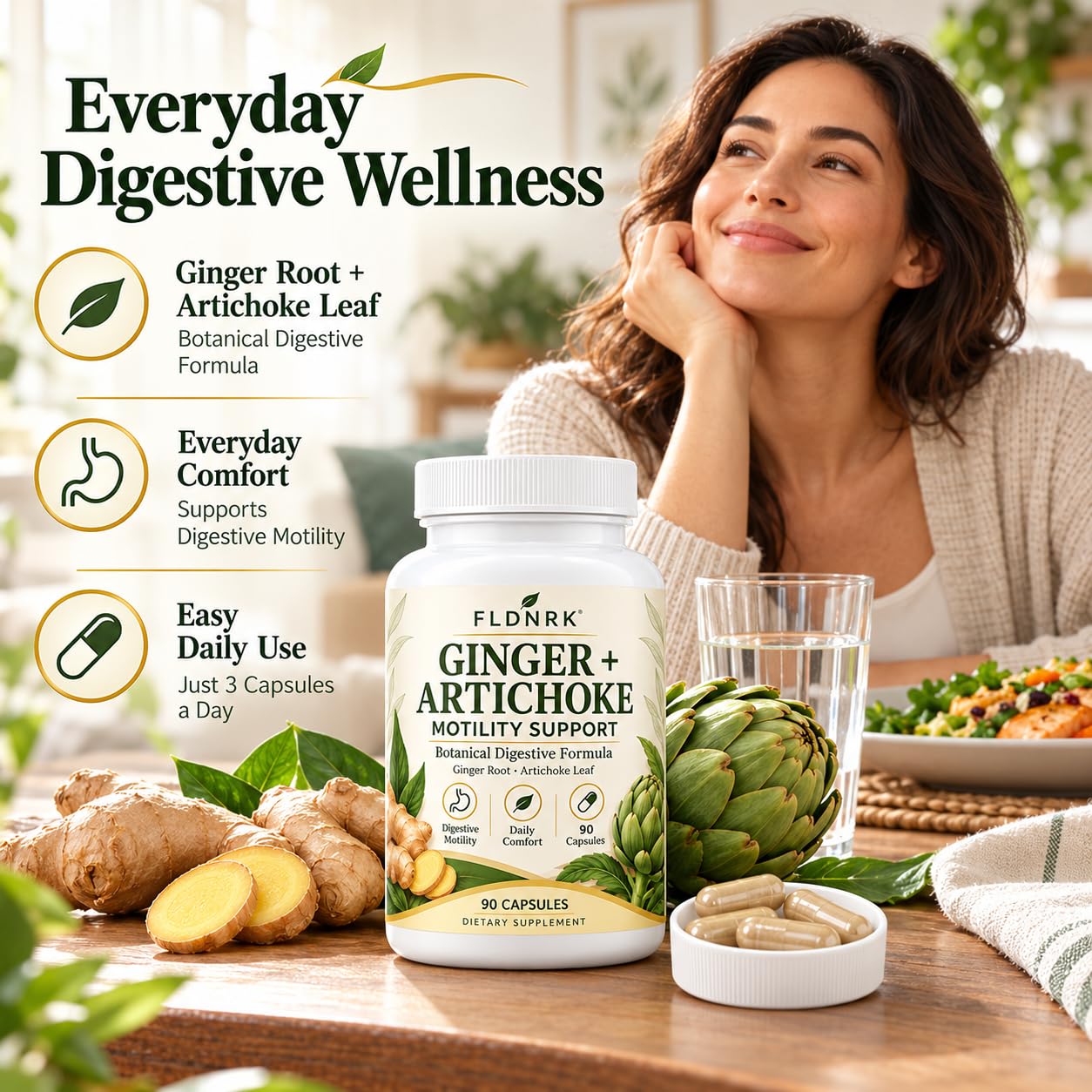 Ginger and Artichoke Supplement, Ginger Artichoke Supplement for Digestive Motility Support, 90 Vegetable Capsules — Amazon image 5
