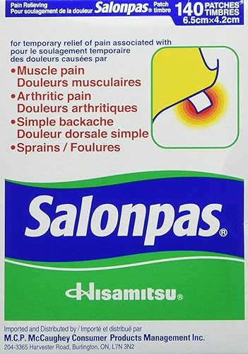 Miniatura 4 de Salonpas Parche para aliviar el dolor, 140 parches x 2 unidades