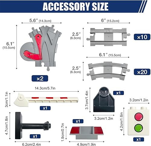 Miniatura 2 de Juego de 37 pistas de tren  Compatible con todas las principales marcas, pista ferroviaria clásica con 20 curvas, 10 rectas y 2 interruptores,