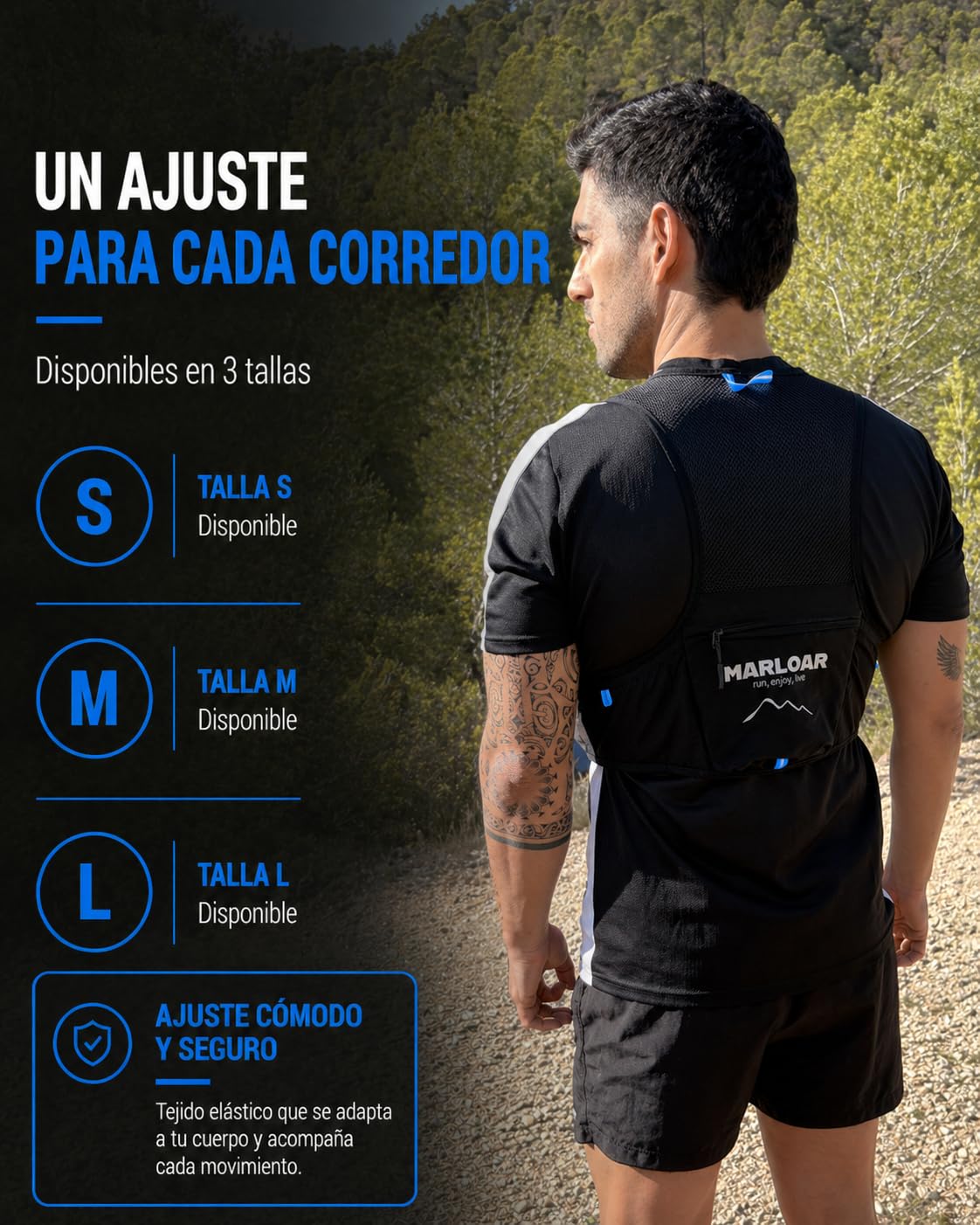 Chaleco Running para Trail Running con 2 Soft Flask 500 ml – Ajuste cómodo, Ligero y Transpirable