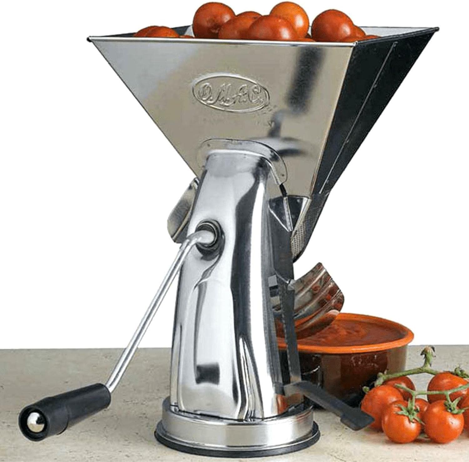 La zappa Passapomodoro manuale "Super Gulliver" in acciaio inox con rullo in alluminio