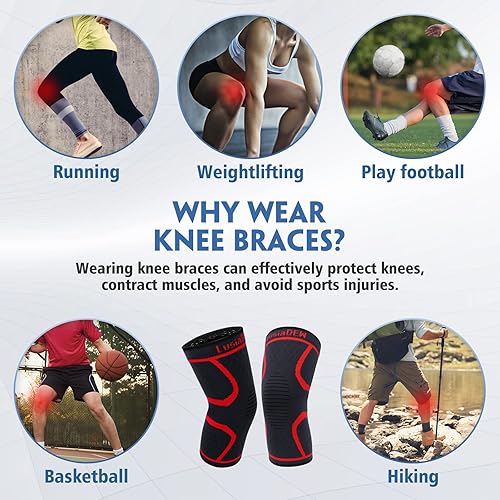 Miniatura 2 de Paquete de 2 rodilleras para dolor de rodilla, manga de compresión de rodilla para hombres y mujeres, soporte de rodilla para correr, baloncesto,