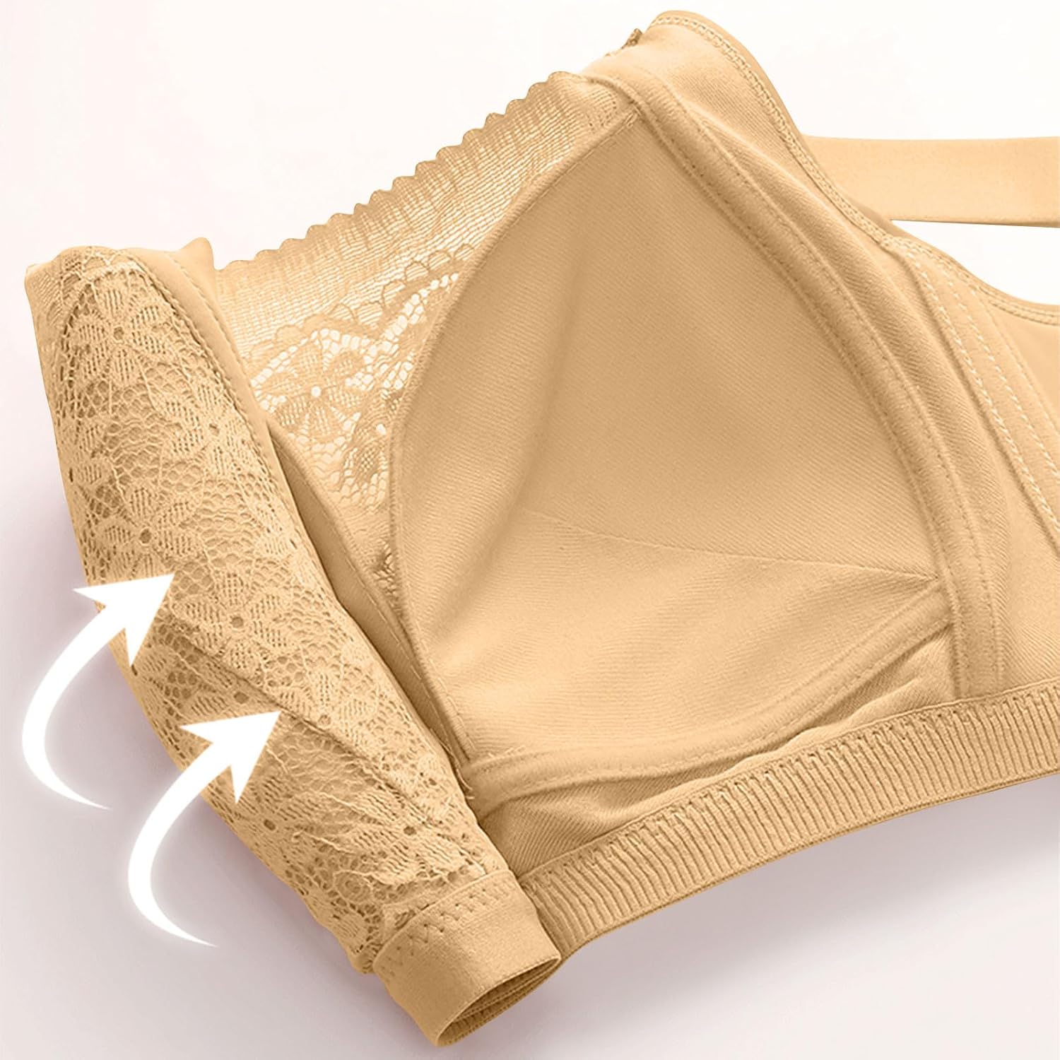 Womens Plus Size Wireless Lace Bra Wide Adjustable Straps Comfort Support V Neck Bralette Push Up Full Coverage Bras