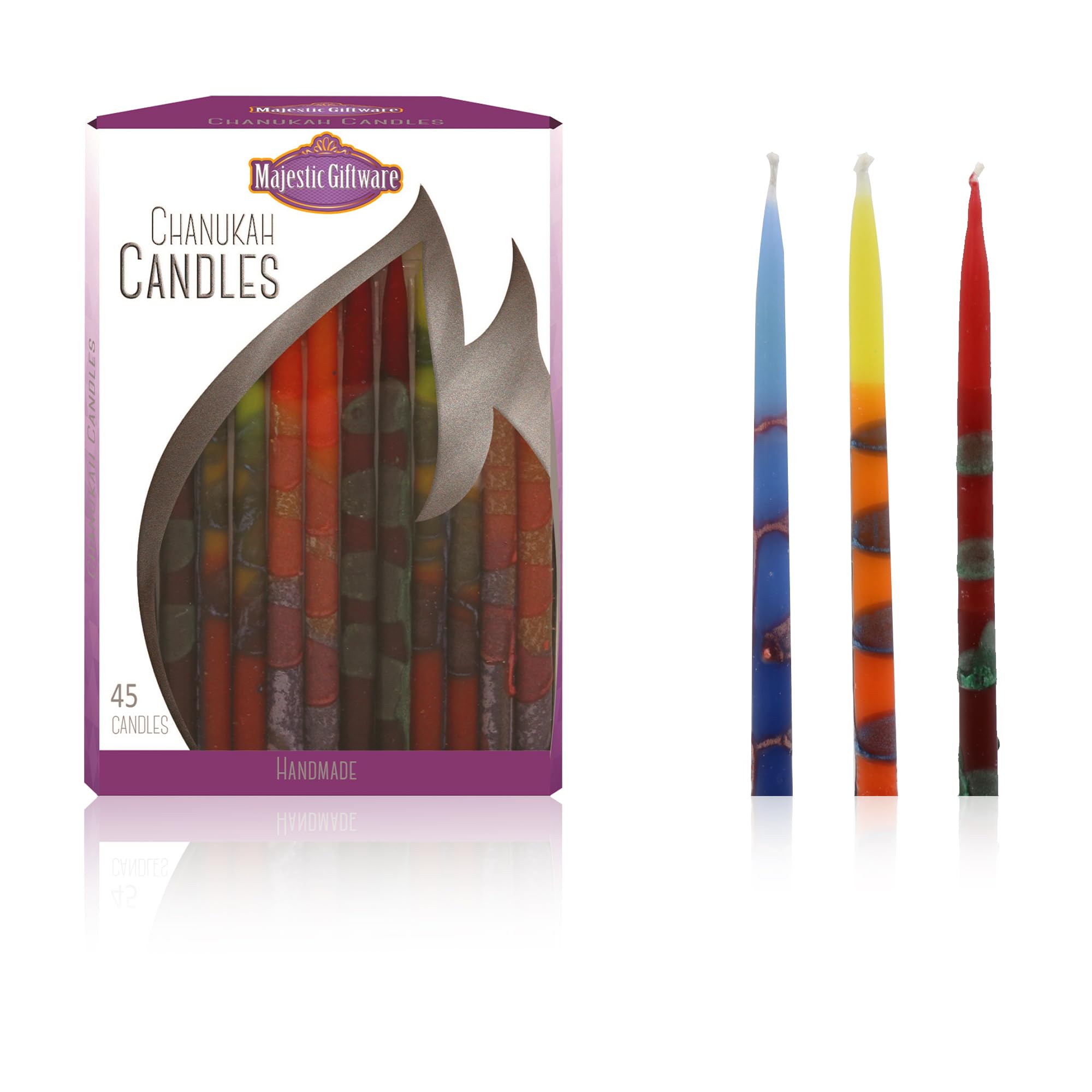 Bougies de Hanoucca faites main pour illuminer votre ménorah en famille avec 45 bougies colorées