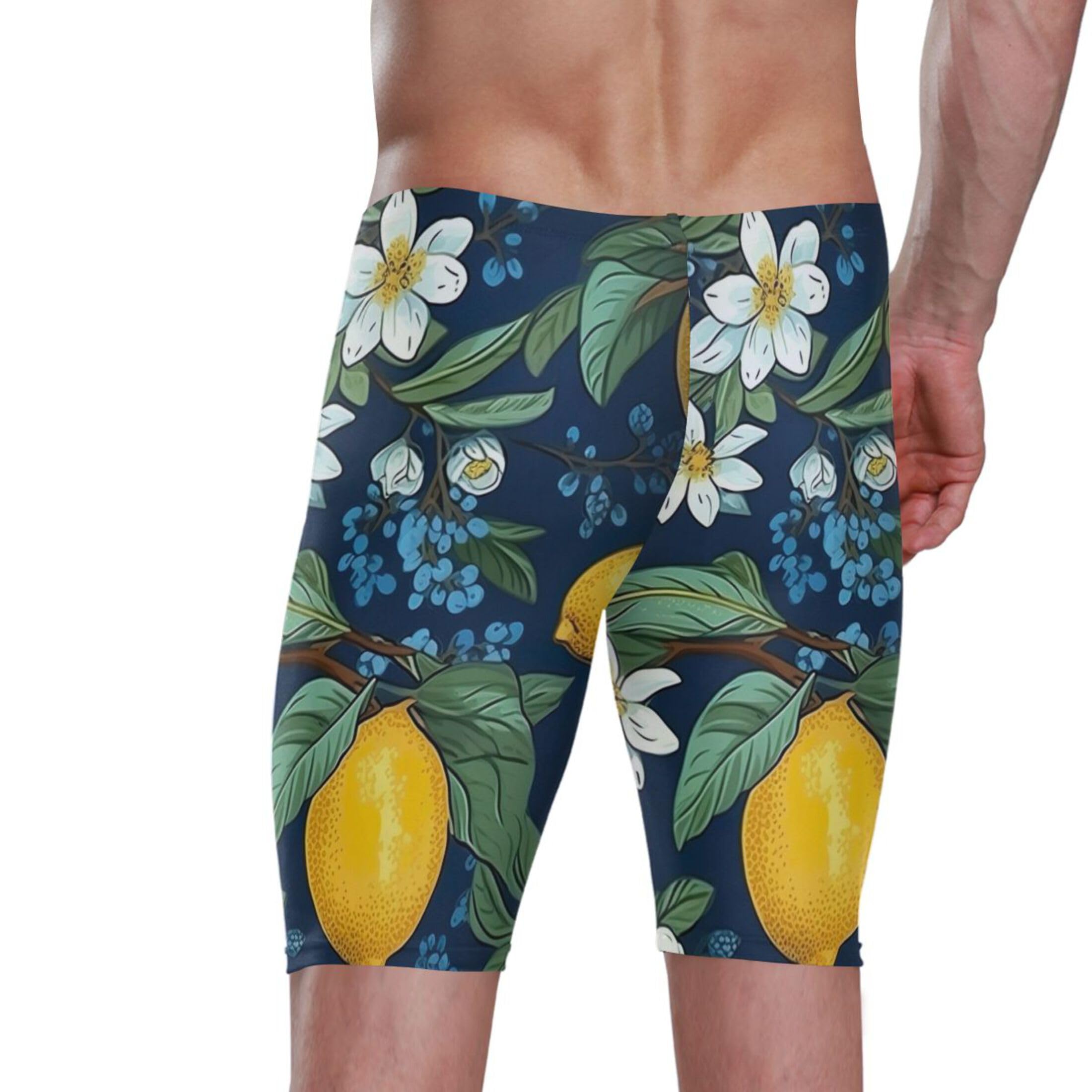 UMIRIKO Lemon Flowers Men's Swimsuit Swim Jammers L B0401792