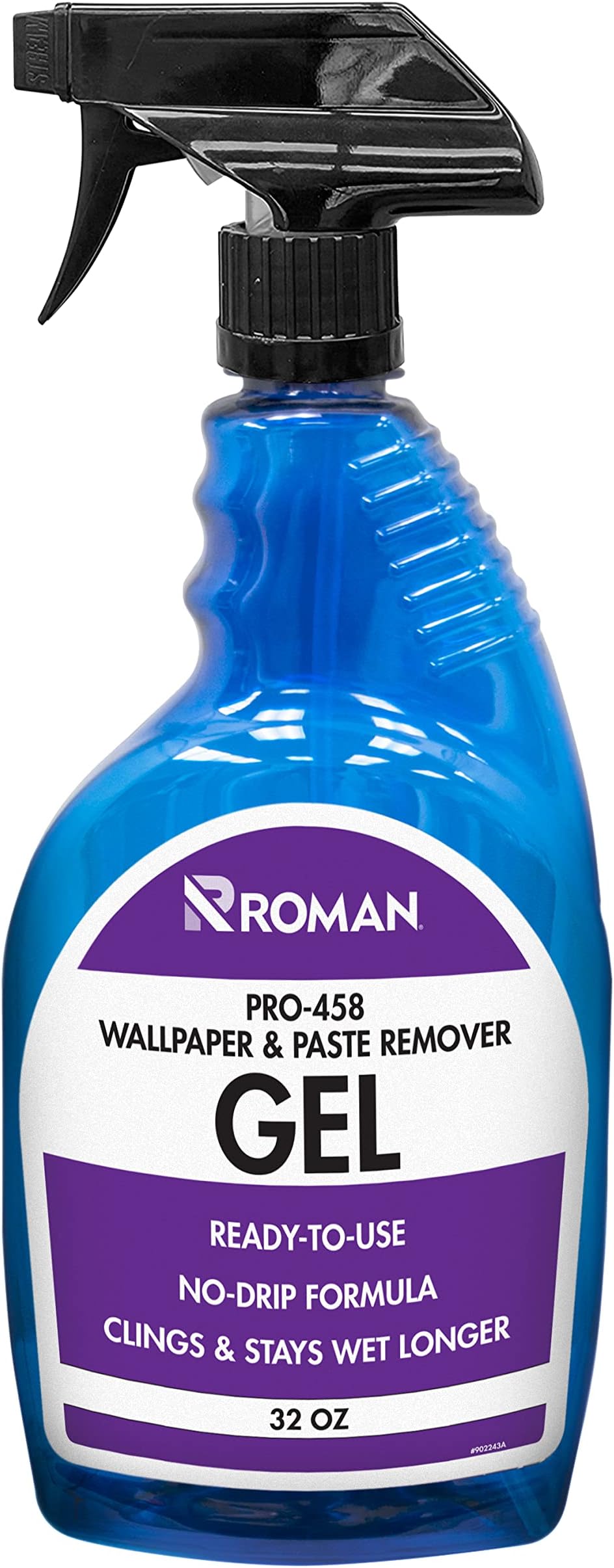 Roman Wallpaper Remover Gel Spray, Contractor Strength Wallpaper Stripper and Adhesive Remover, No Drip, Unscented, Non-Staining, Clear, PRO-458 (32 Ounce, 75 Sq. Ft.)