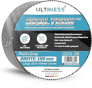 Aluminium Klebeband SealTechPRO 10m Rolle Reparaturset für Dachrinne abdichten wasserdicht & UV-resistent Bitumenband selbstklebend Dachrinnen Reparaturband MADE IN GERMANY (150 mm breit)