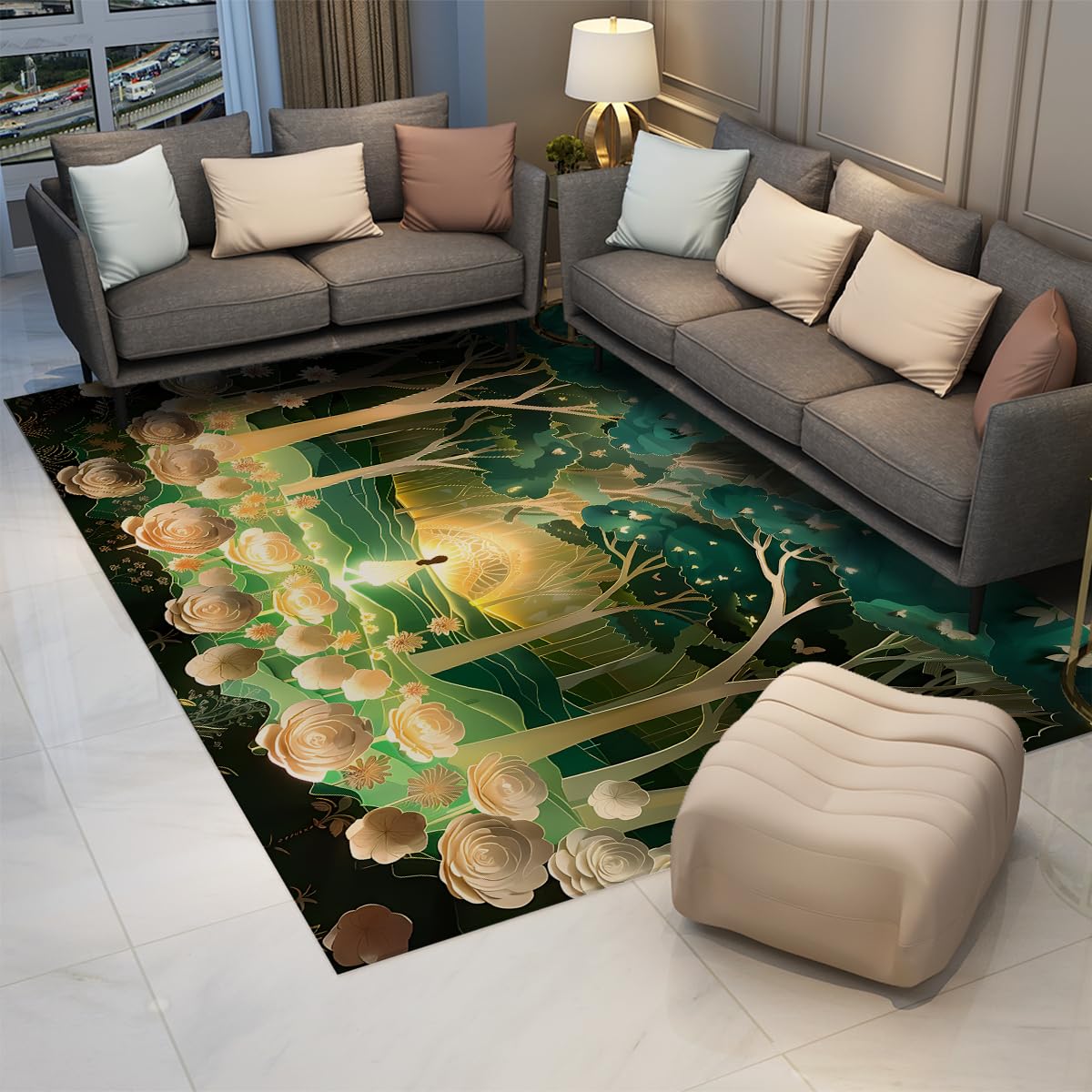Tapis arbre vibrant pour chambre de bébé et salon cozy 120x170cm