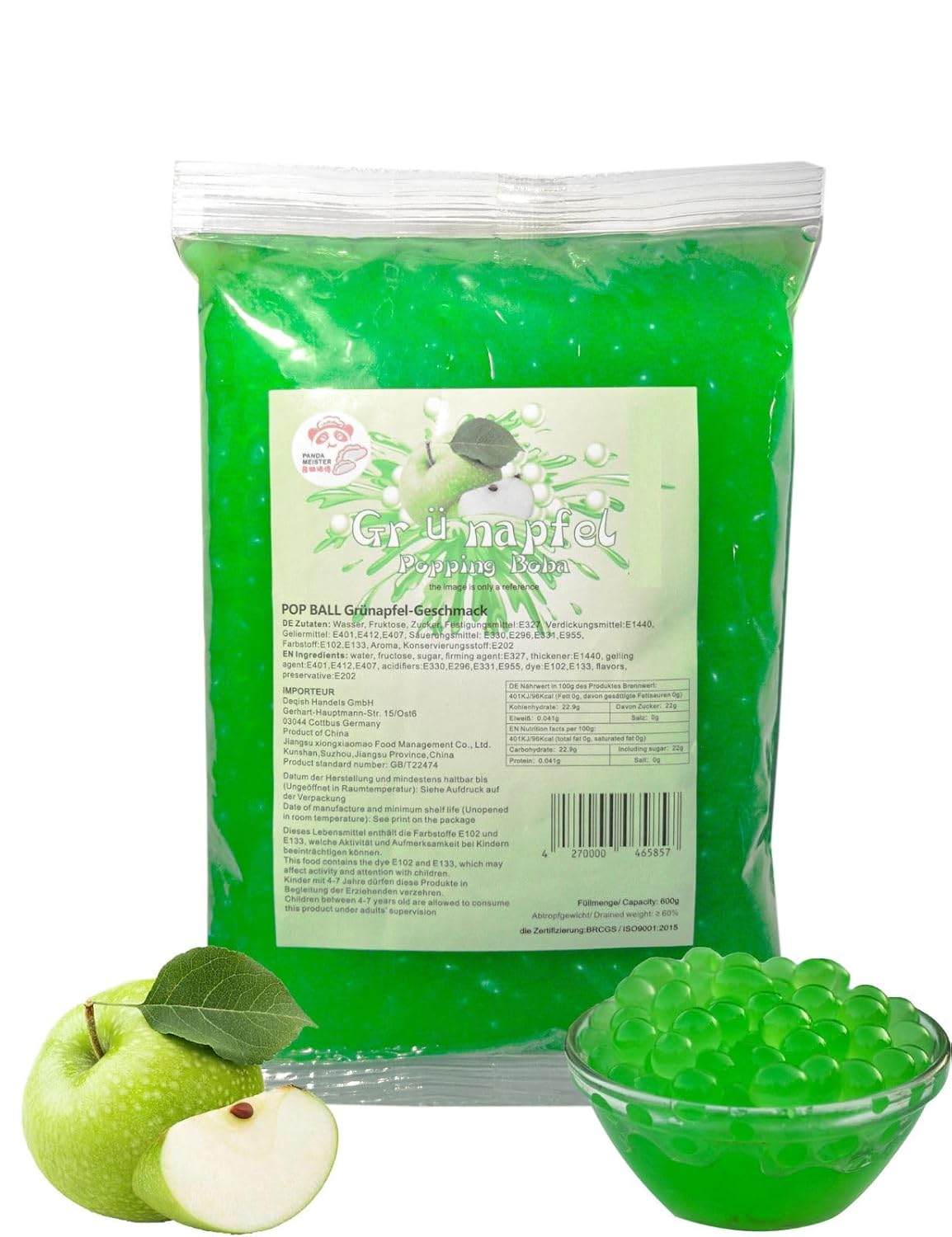 600 g Bubble Tea Beads Popping Boba - Apple Fruit Beads Bubbletea Beads Set - Vegan Super Ideas to Make Yourself Bubble Tea Topping for DIY