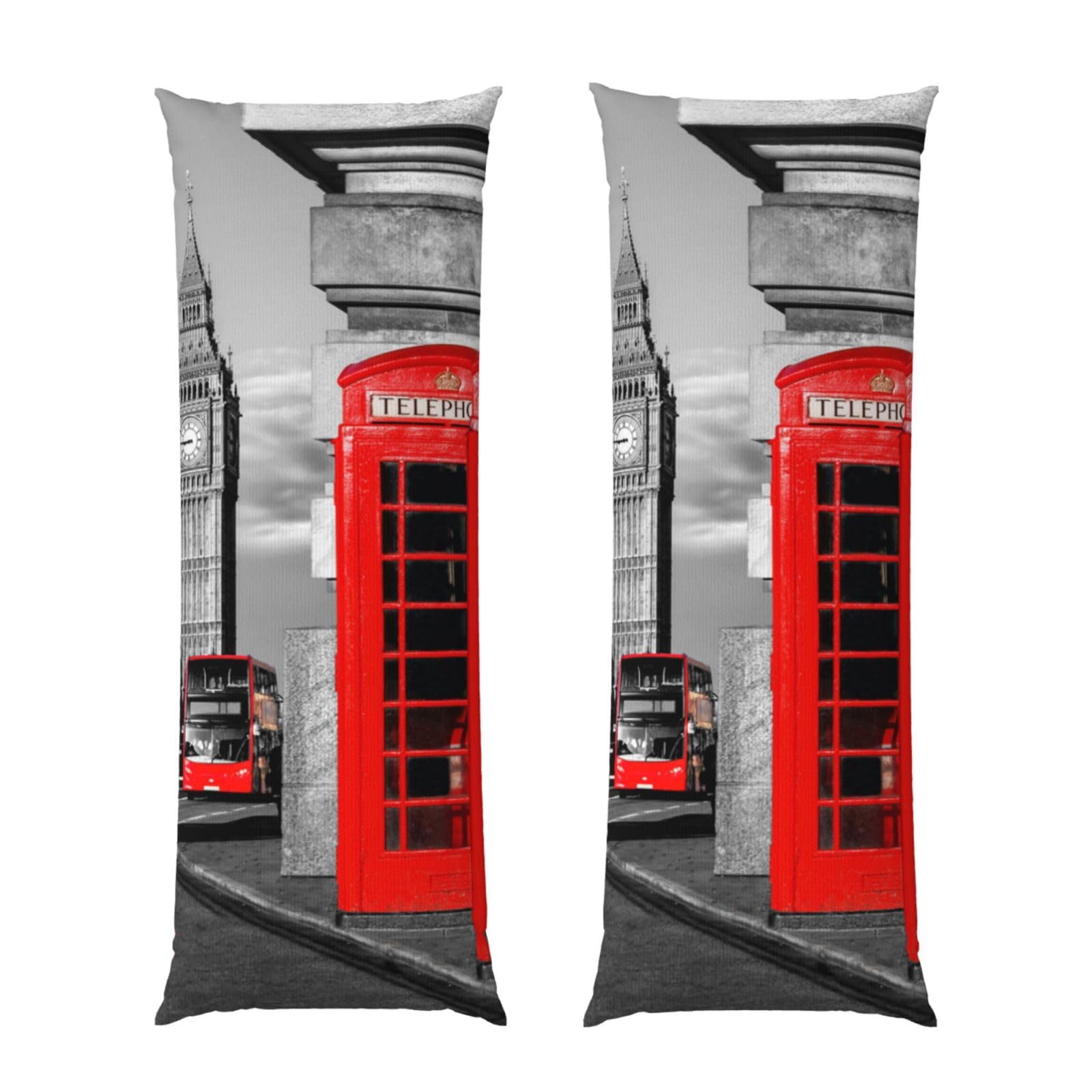 Taie d'oreiller longue au motif vintage de Londres 50,8x152,4 cm