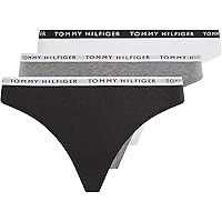 Tommy Hilfiger Perizomi Confezione da 3 Donna Tanga, Multicolore (Medium Grey Heather/White/Black)