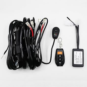2 Leads LED Light Bar Wiring Harness Kit with Remote Control, Heavy Duty 14 AWG 12V 40A Relay 30A Blade Fuse 6 Strobe Modes Switch Cable for Dual Work Lights Pods Off-Road Truck ATV
