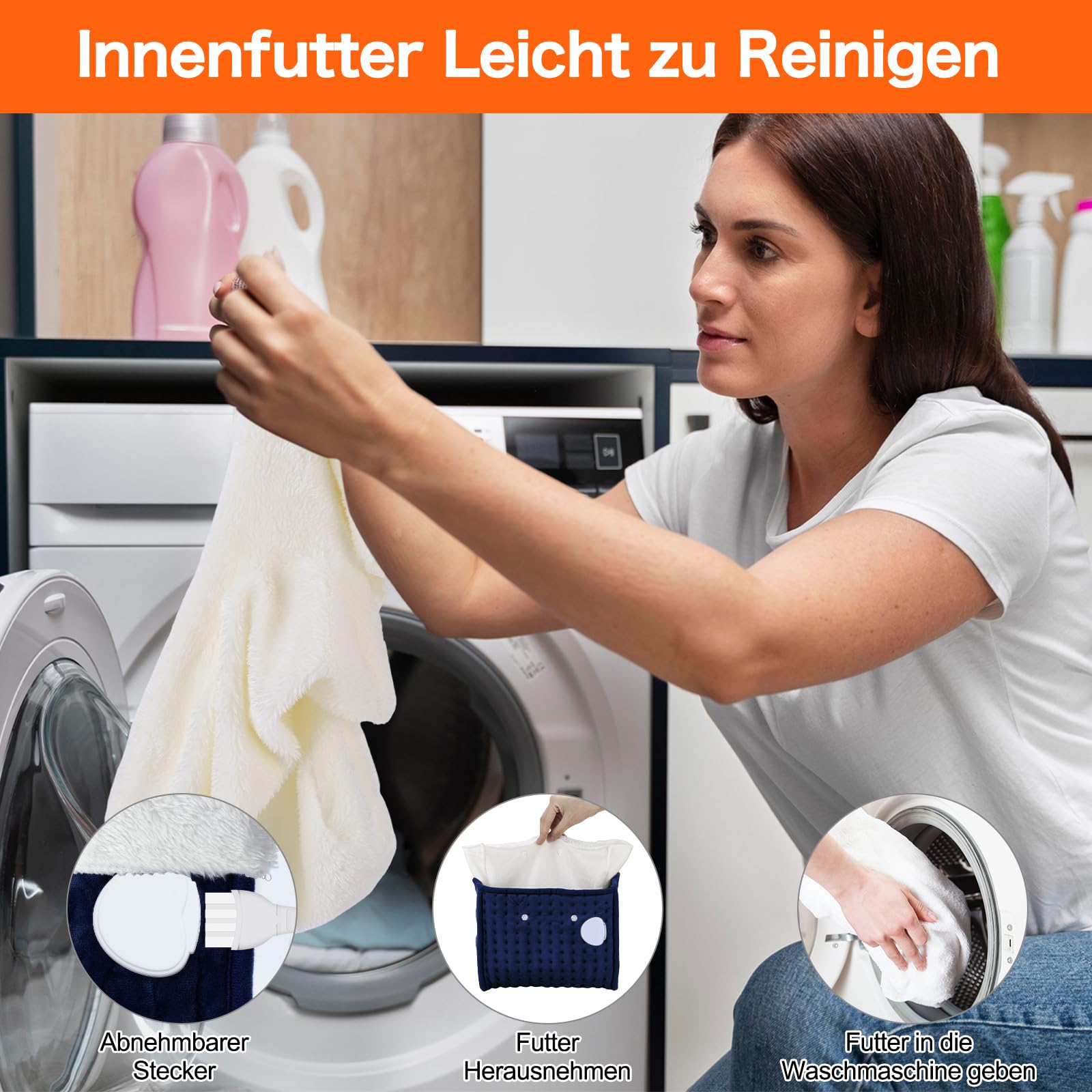 Biutee Fußwärmer Elektrisch 2,5 m Netzkabel, Fusswärmer mit 10 Temperaturstufen 3 Timer und Waschbares Innenfutter, 30-60℃, Fuß Wärmer für den Einsatz im Büro und zu Hause, Marineblau