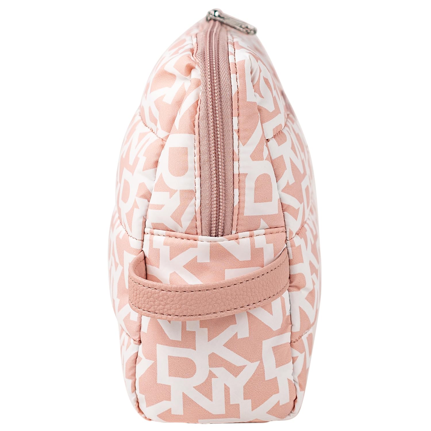 DKNY - Neceser Viaje Grande Mujer Bolsa Aseo Mujer Plegable Impermeable con Compartimentos Organizadores para Cosméticos y Accesorios de Higiene, Rosa empolvado
