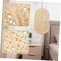 Vista 4 de DOITOOL Cubierta de luz de techo de bambú tejida a mano, pantalla decorativa para lámpara de pared, lámpara de techo, lámpara de pie, cubierta