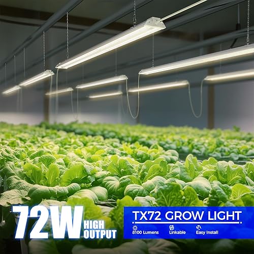 Miniatura 2 de Barrina TX72 Luces de cultivo de 4 pies para inicio de semillas, 72 W (equivalente a 500 W), alto PPFD, espectro completo con LED rojos de 660 nm,